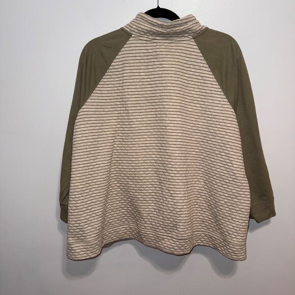 Maurices Marled Olive & Cream Striped Pullover With Half-Zip & Drawstring 4X - Picture 8 of 8